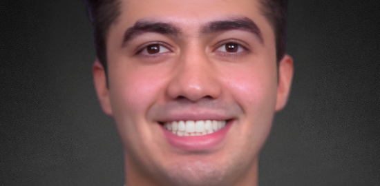 Smiling man in a blue suit portrait